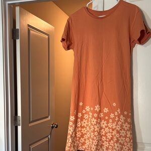 Orange Floral T-Shirt Dress